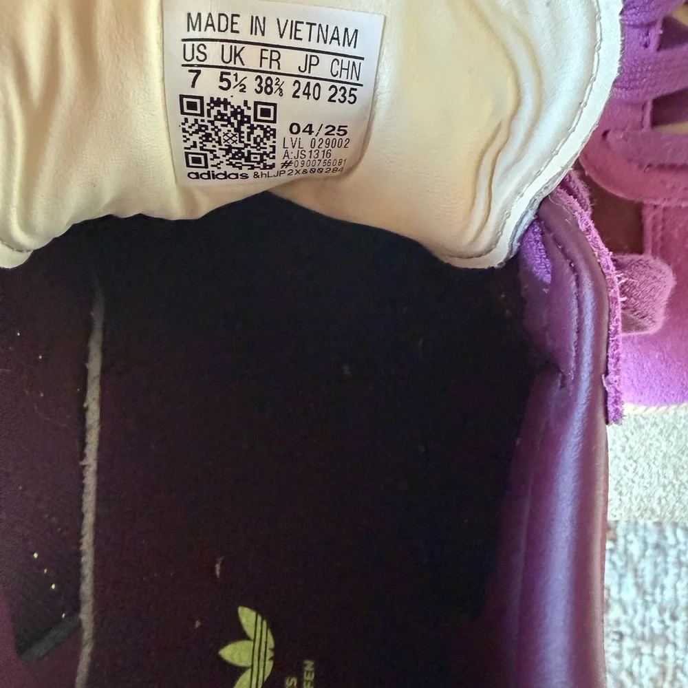 Adidas Samba Purple and Neon Yellow Shoes - Picture 6 of 6